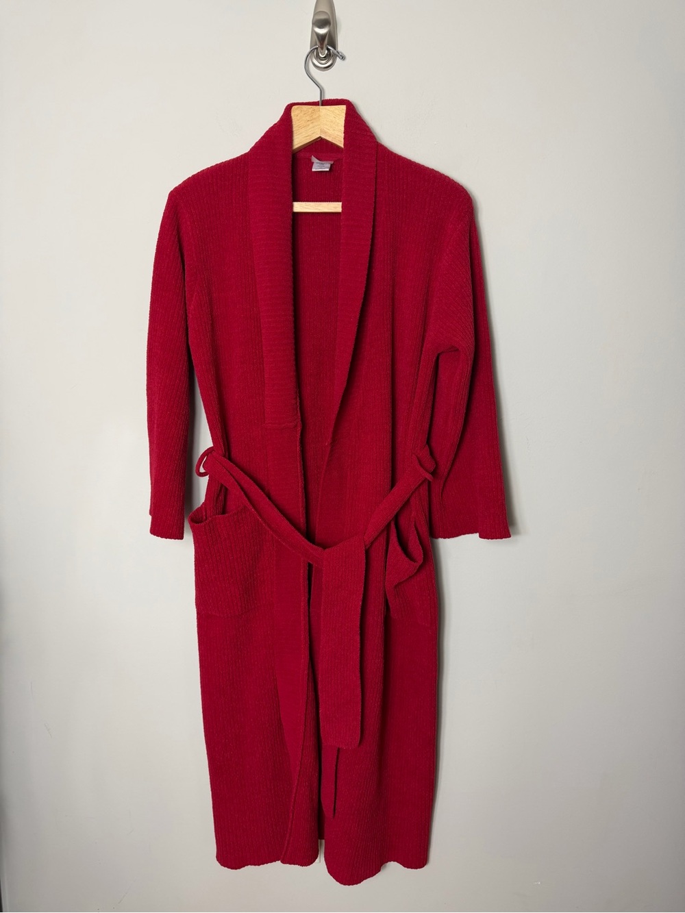 Natori Red Knit Robe with Belt